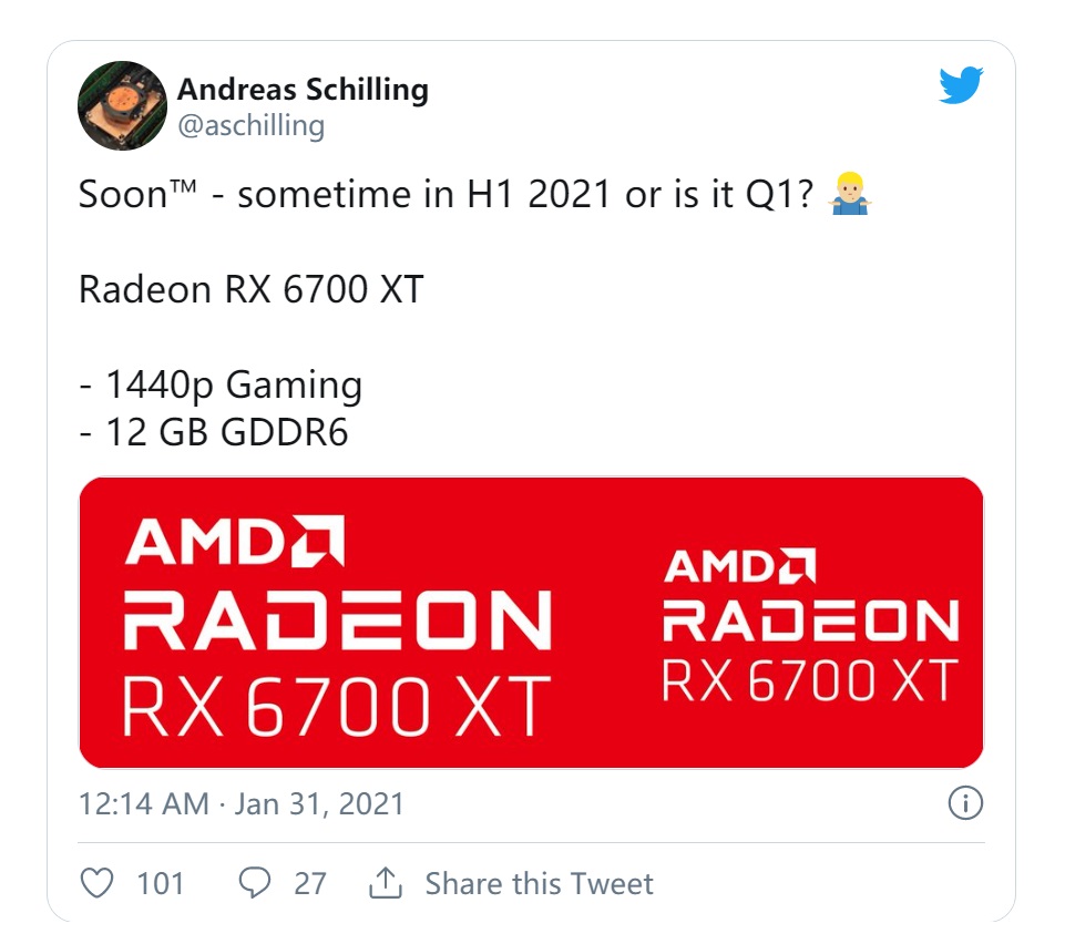 AMD RX 6700 XT 显卡规格曝光：12GB GDDR6 显存，可进行 1440P 游戏,第1张